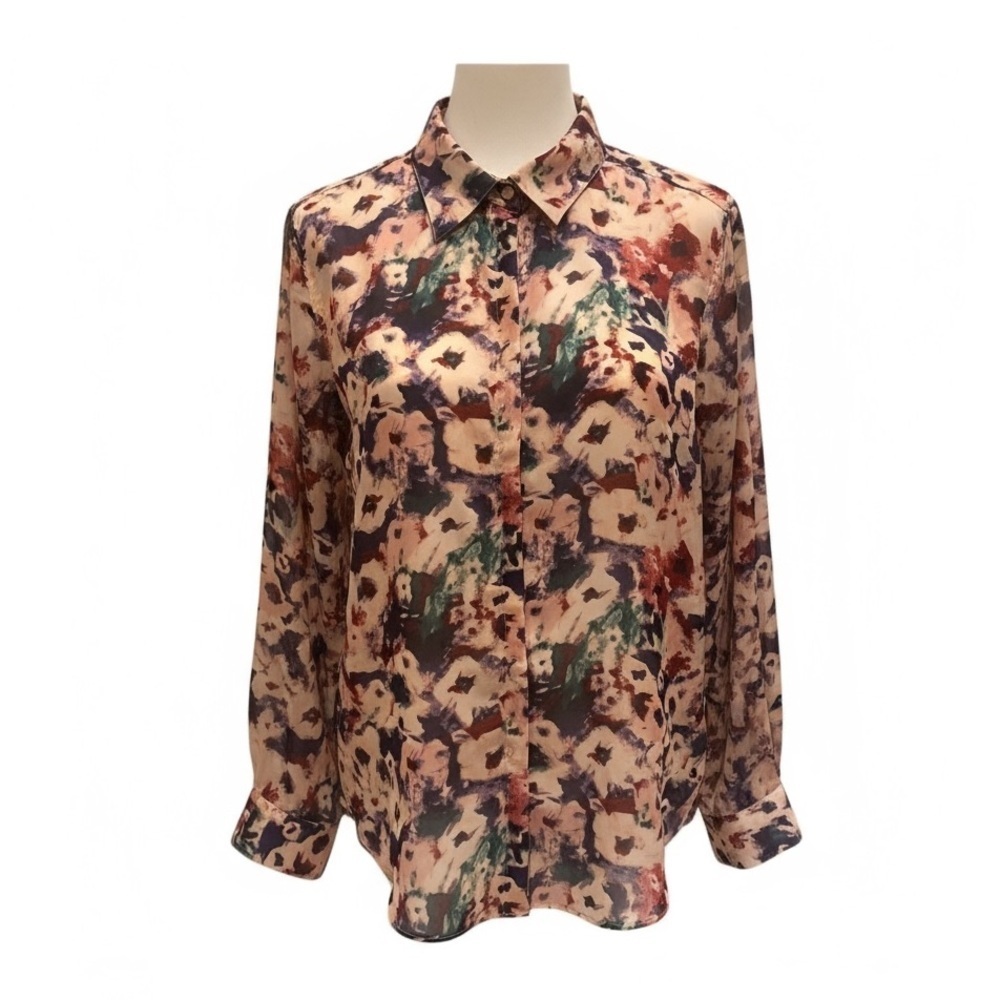 LAUREN RALPH LAUREN BUTTON DOWN SHIRT WOMEN’S KRISTY PRINT ARTSY OFFICE XL